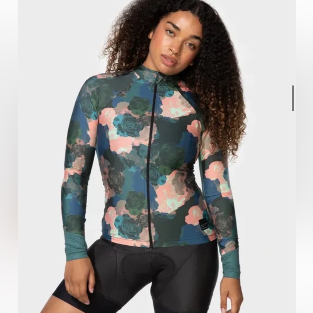 Machines For Freedom Floral Summerweight Long Sleeve Cycling Jersey Size Medium